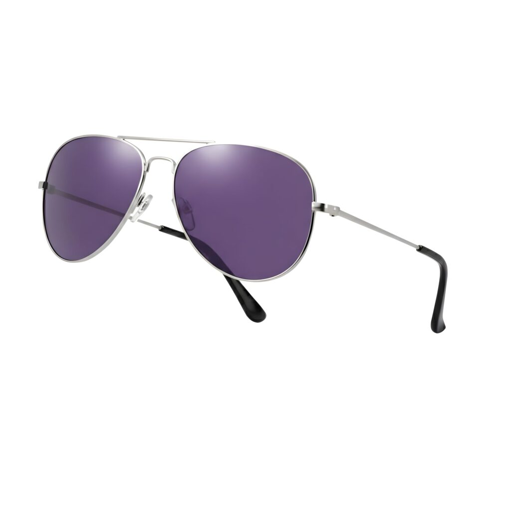 Pilot Style Designer Sunglasses - Purple Lens Classic Retro Shades, Unisex Unisex UV400 Glasses,