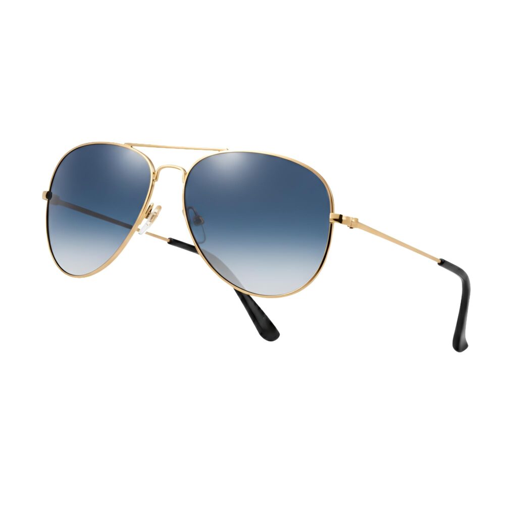 Pilot Style Designer Sunglasses - Blue Lens Classic Retro Shades, Unisex Unisex UV400 Glasses,