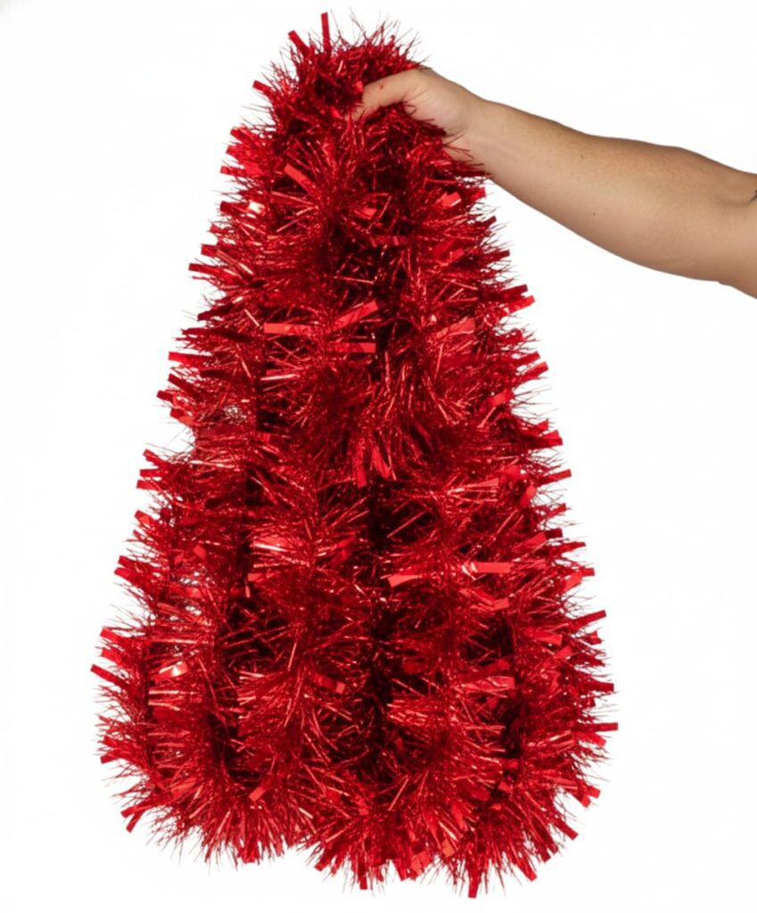 Christmas Tinsel Red Extra Long 10m Xmas Tree Bannister Fireplace Decoration Prop Home Merry D?or