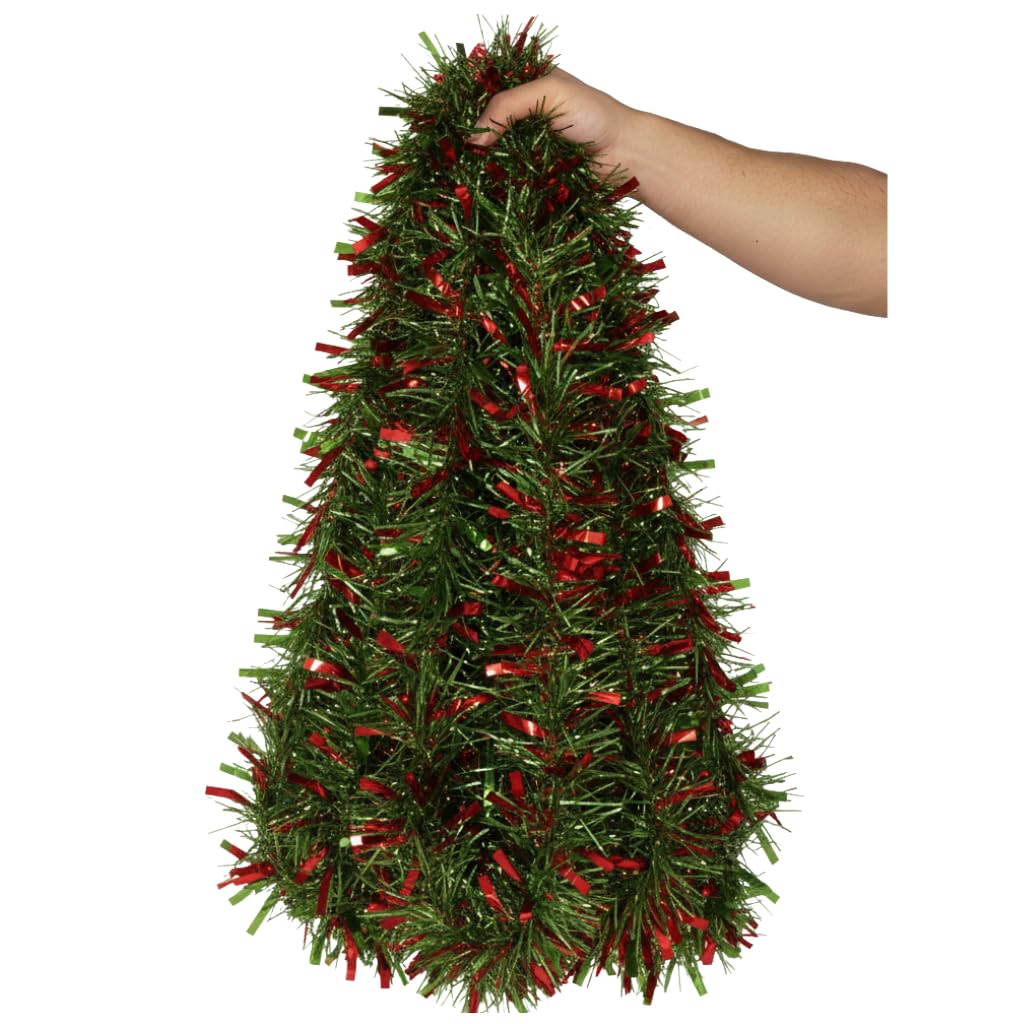 Christmas Tinsel Red Green 2 Tone Extra Long 12m Xmas Tree Bannister Fireplace Decoration Prop Home