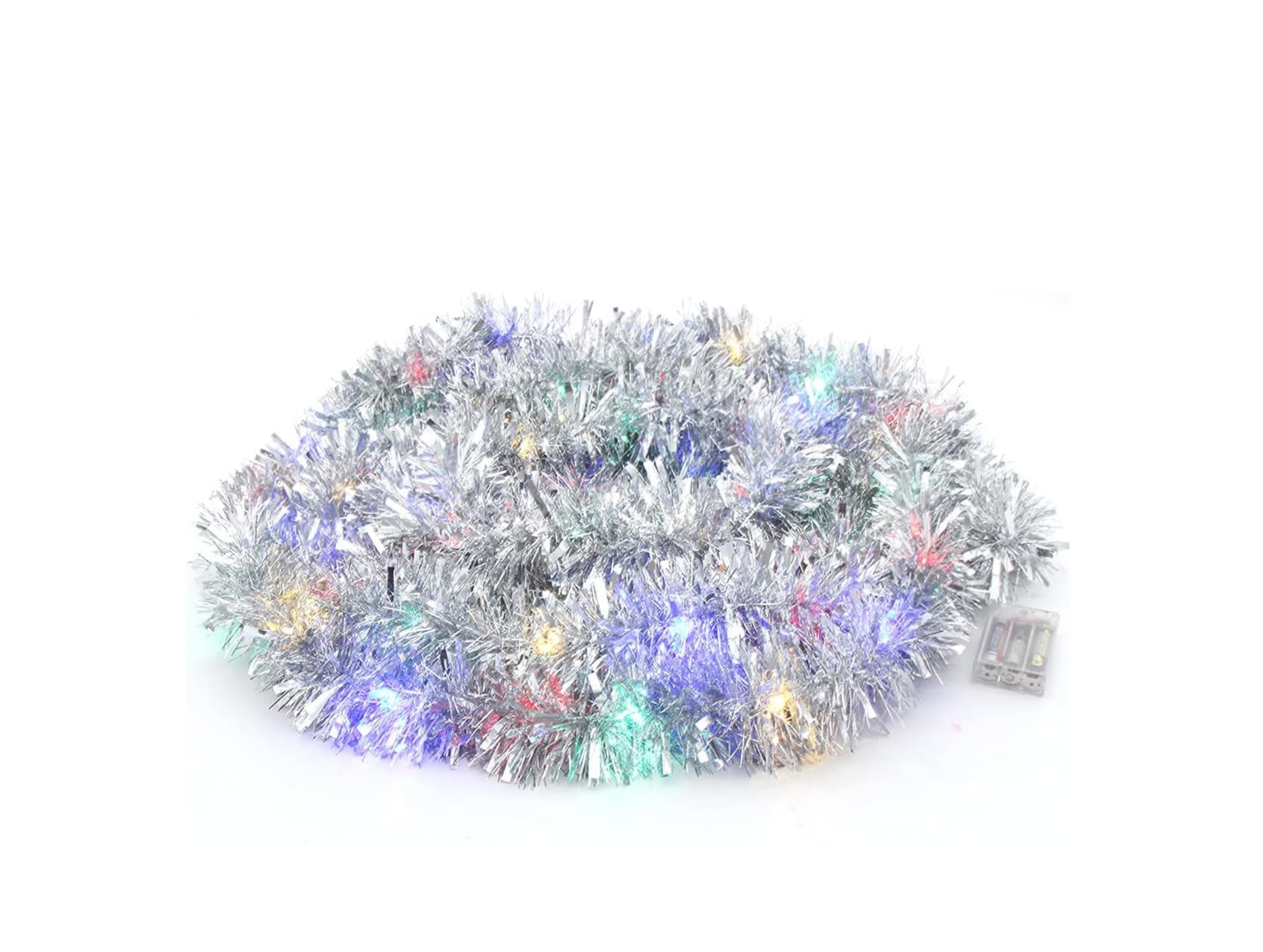 LED Christmas Tinsel Silver Extra Long 10m Flashing Xmas Tree Bannister Fireplace Lighting