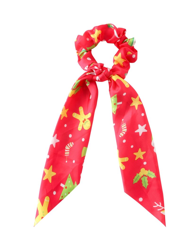 Christmas Scrunchie Scarf Hair Band Elastic Ponytail Tie Soft Colourful Xmas Girl Women (Type 4)
