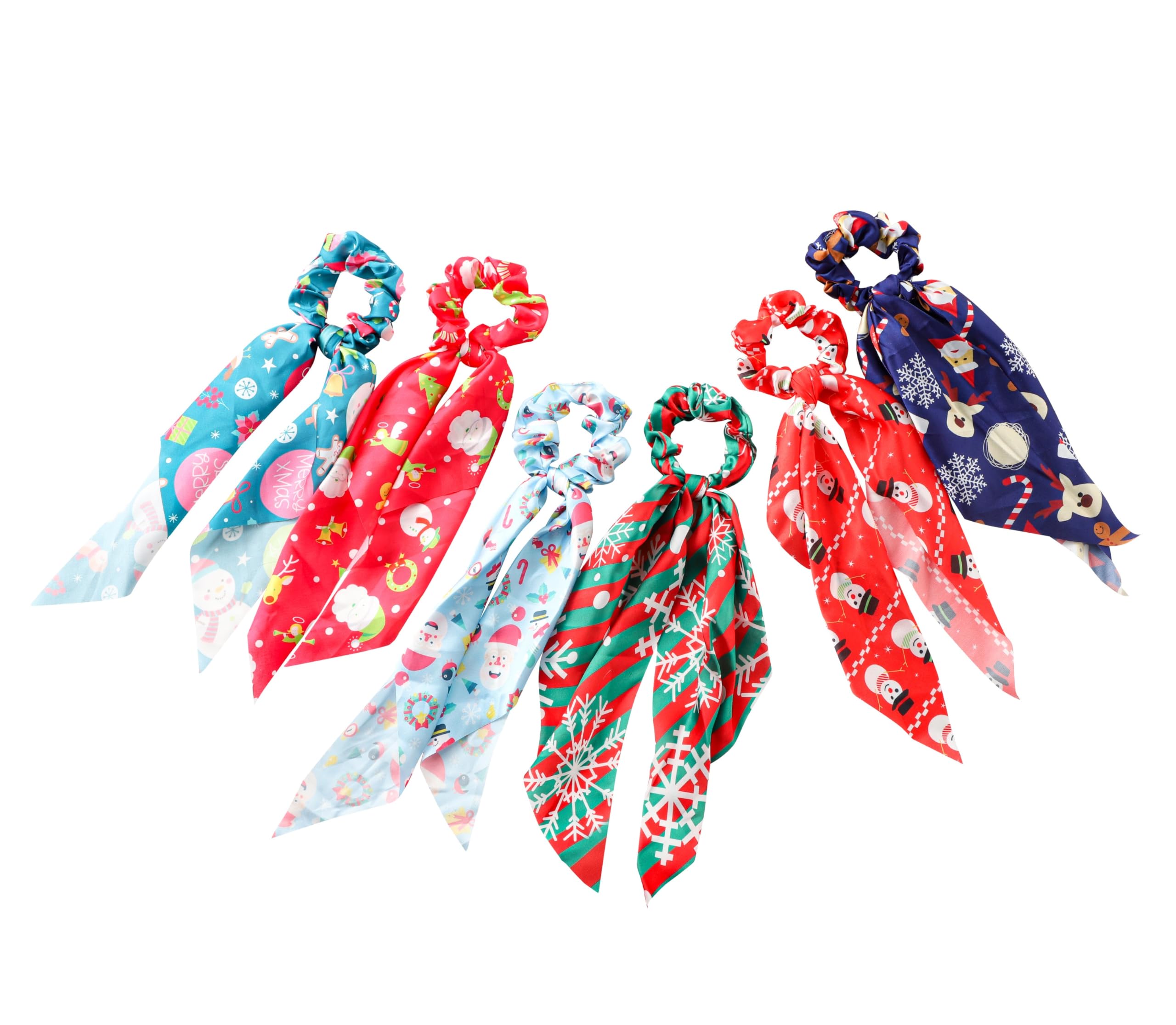 Christmas Scrunchie Scarf Hair Band Elastic Ponytail Tie Soft Colourful Funny Cute Xmas Girl Women