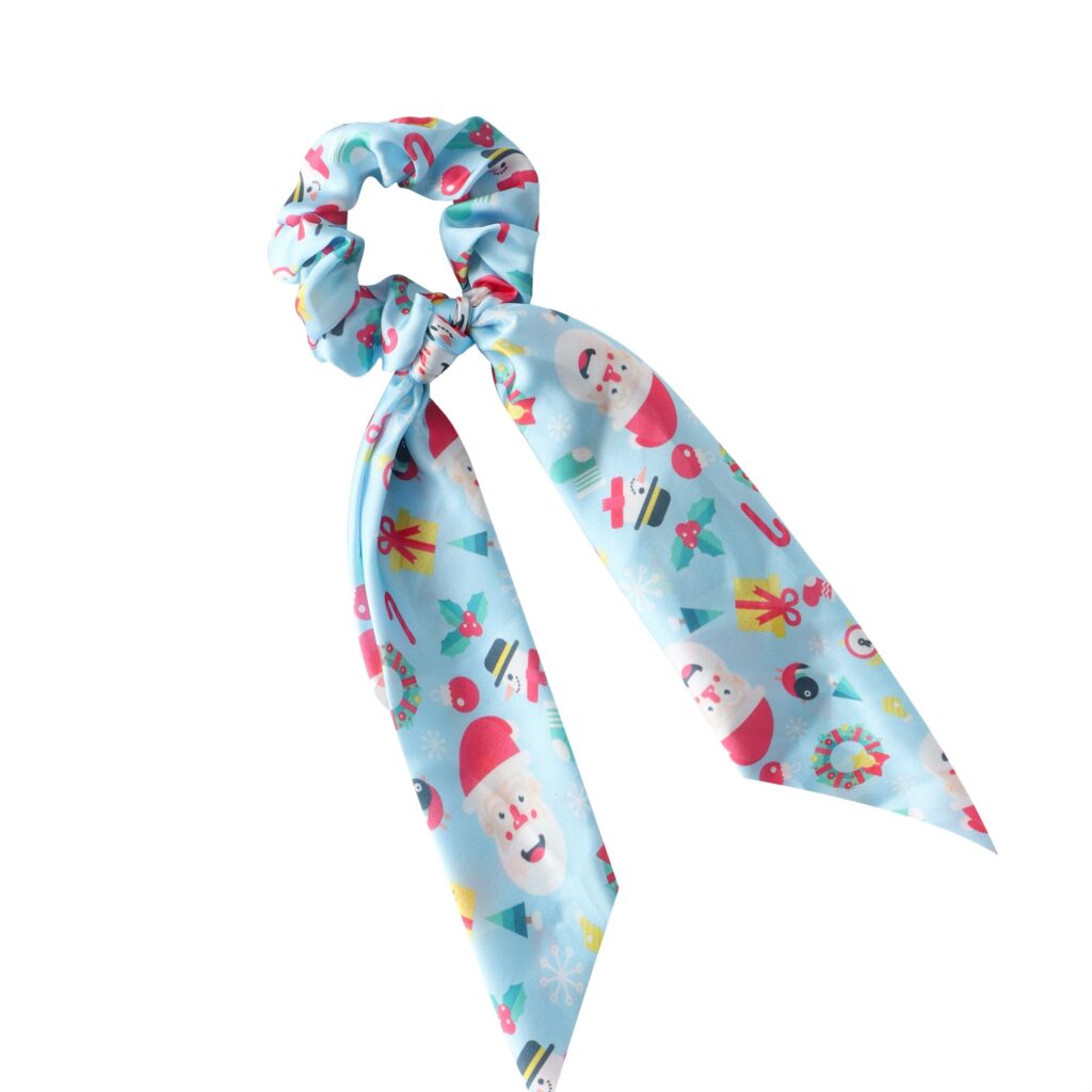 Christmas Scrunchie Scarf Hair Band Elastic Ponytail Tie Soft Colourful Xmas Girl Women (Type 1)