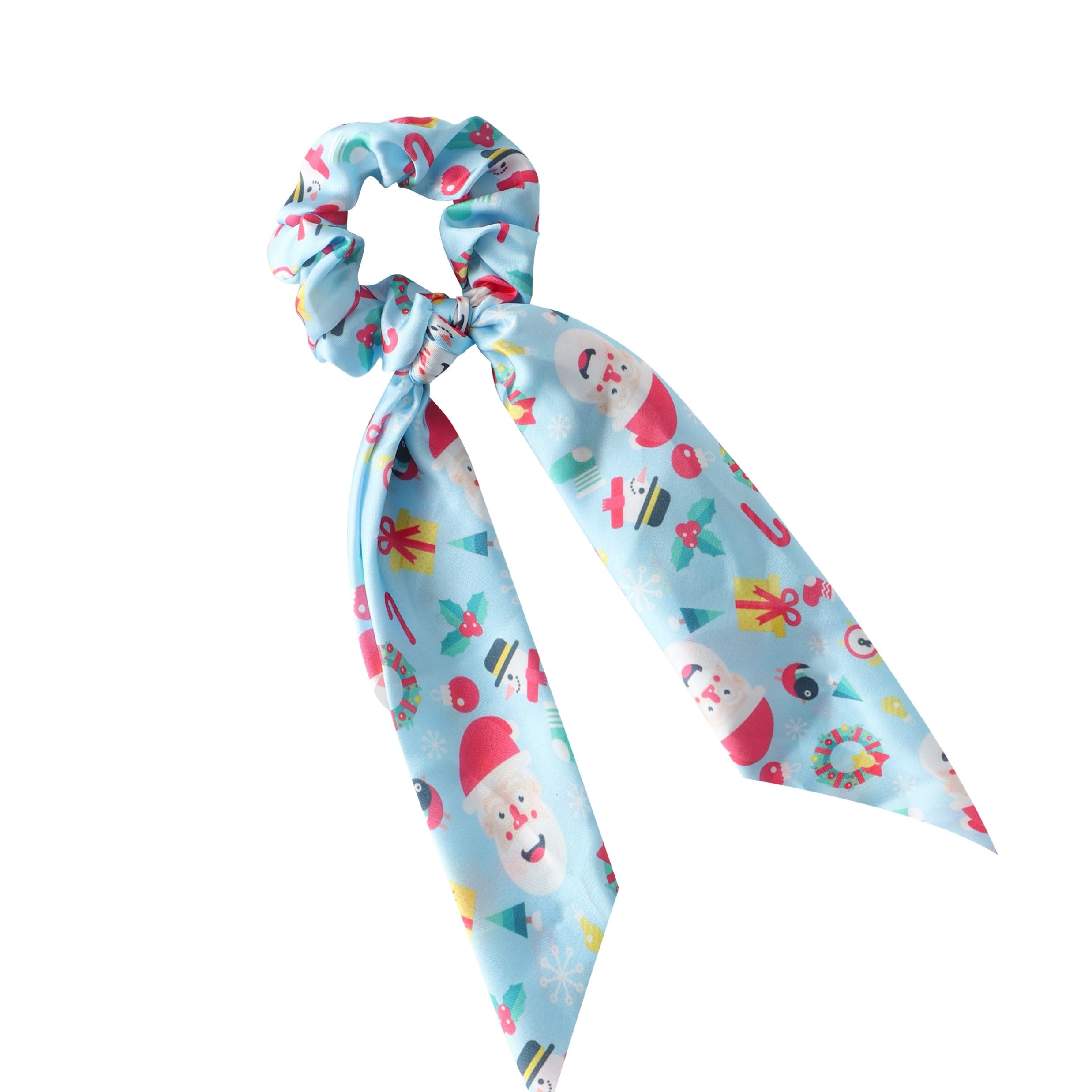 Christmas Scrunchie Scarf Hair Band Elastic Ponytail Tie Soft Colourful Xmas Girl Women (Type 1)