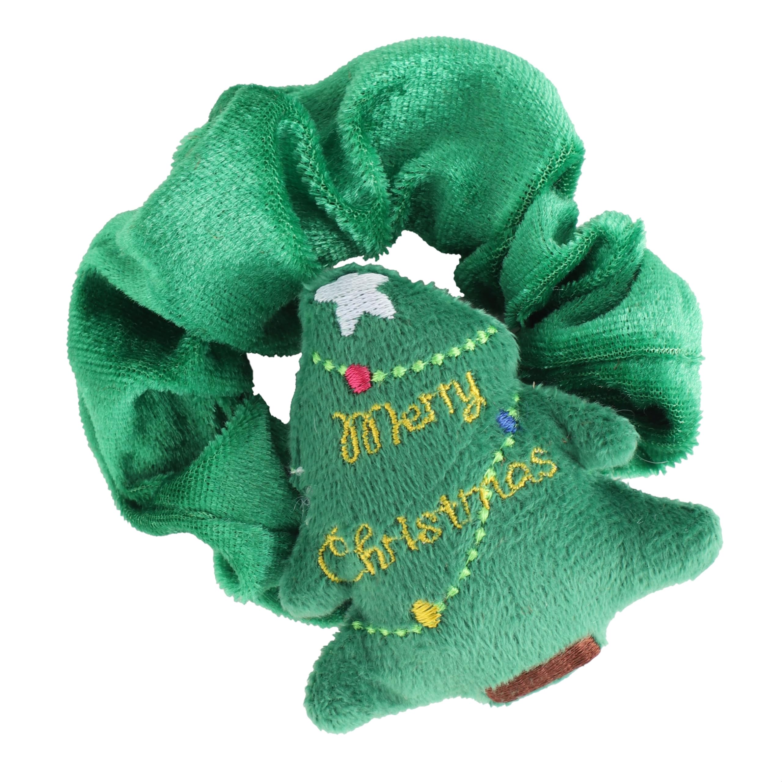 Christmas Scrunchie Hair Band Elastic Ponytail Tie Soft Colourful Funny Xmas Girl Women Green Tree