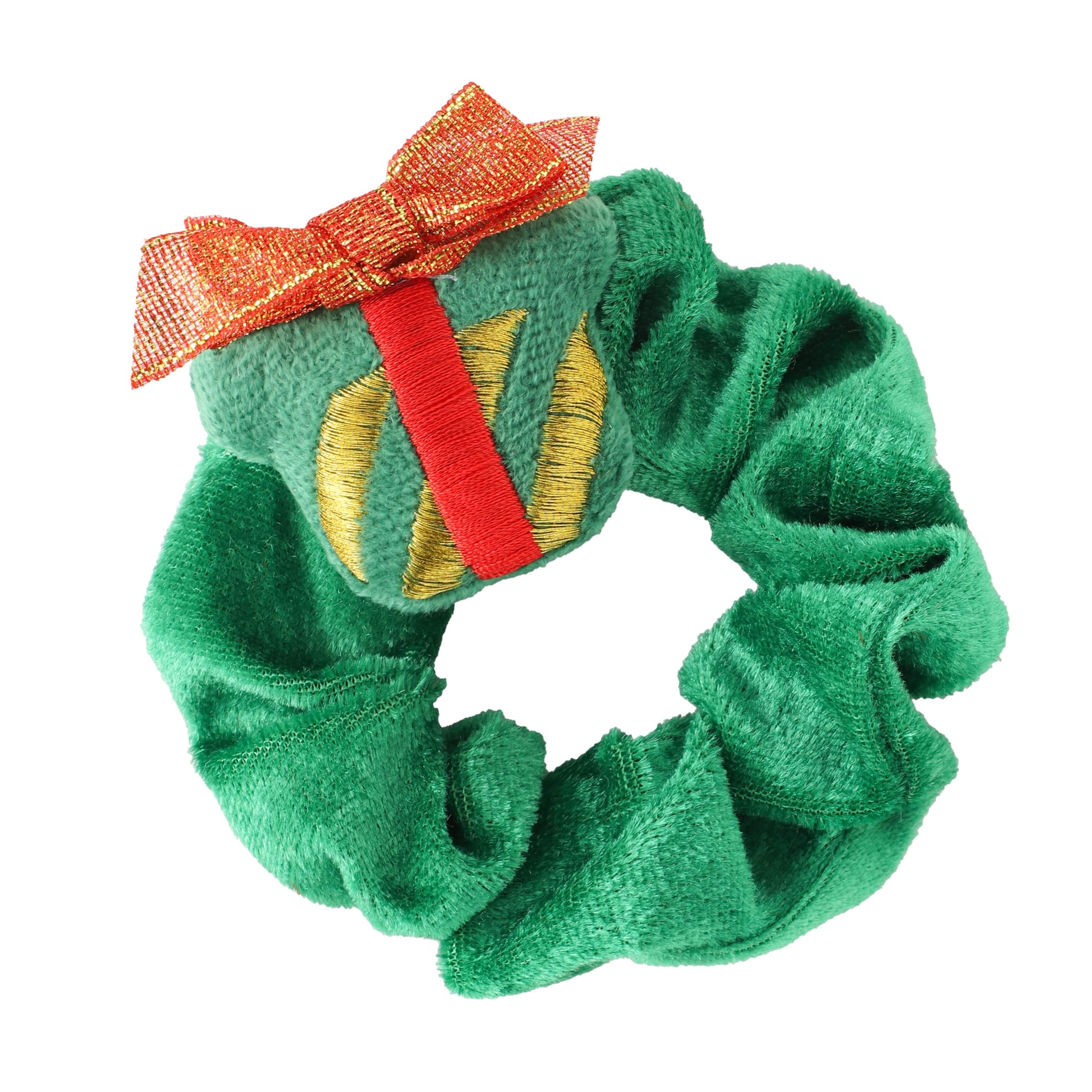 Christmas Scrunchie Hair Band Elastic Ponytail Tie Soft Colourful Xmas Girl Women Green Present