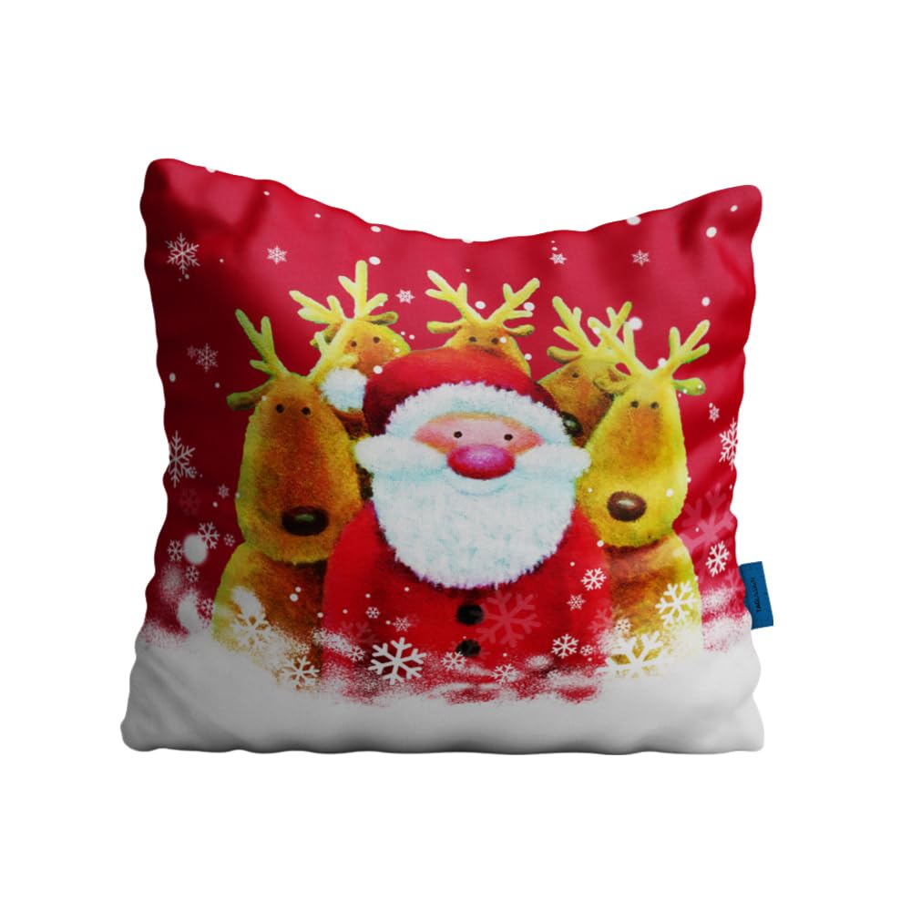 Christmas Cushion Covers Festive Xmas Designs Pillow Case Sofa Bedroom Santa Snowman Reindeer