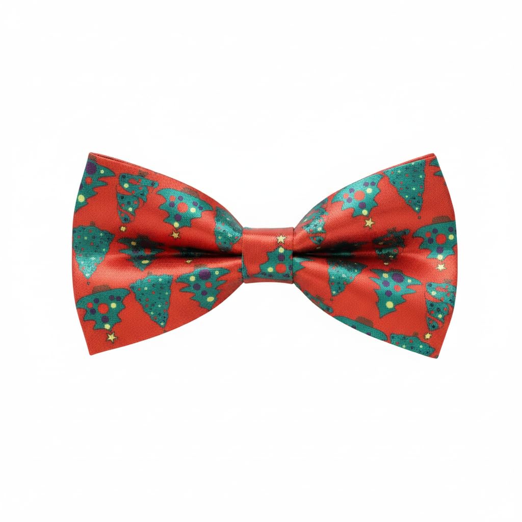 Christmas Bow Tie for Unisex, Red Tree Men Xmas - Festive Bowtie Work Do, Events, or Secret Santa