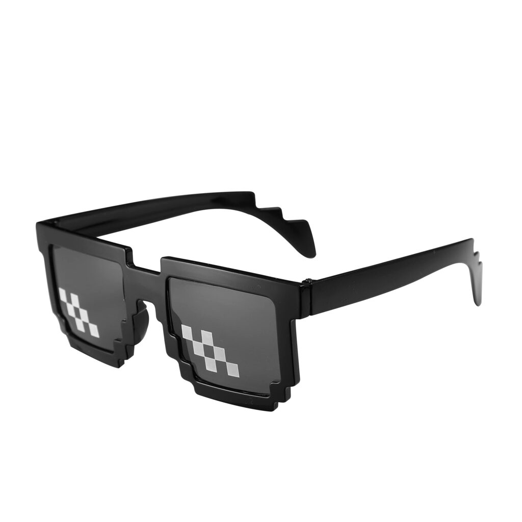 Thug Sunglasses Classic Black 8 Bit Pixel Sunglasses Pixelated Meme Glasses Boys Girls Parties Life