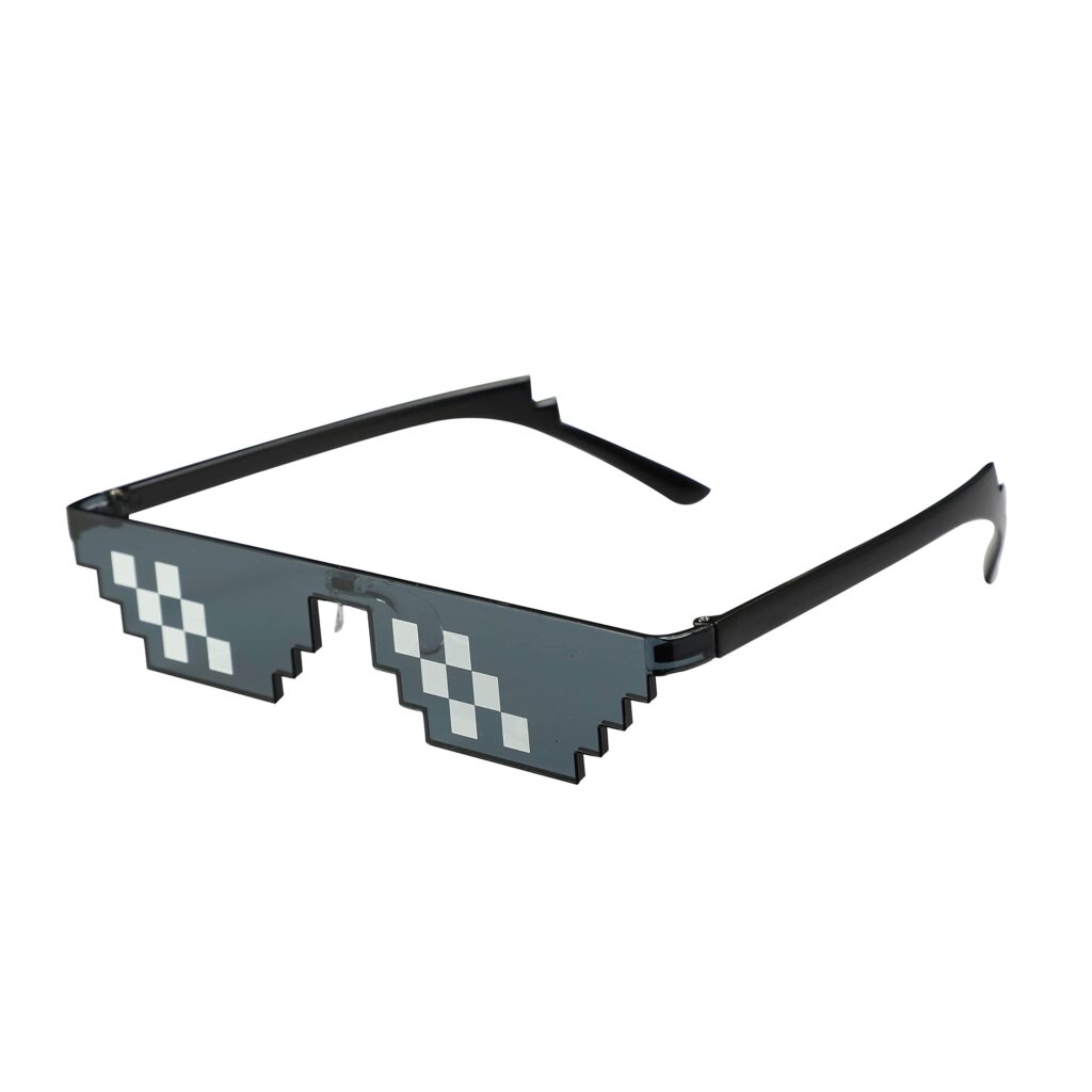 Thug Sunglasses Classic Black 8 Bit Pixel Sunglasses Pixelated Meme Glasses Boys Girls Parties Life