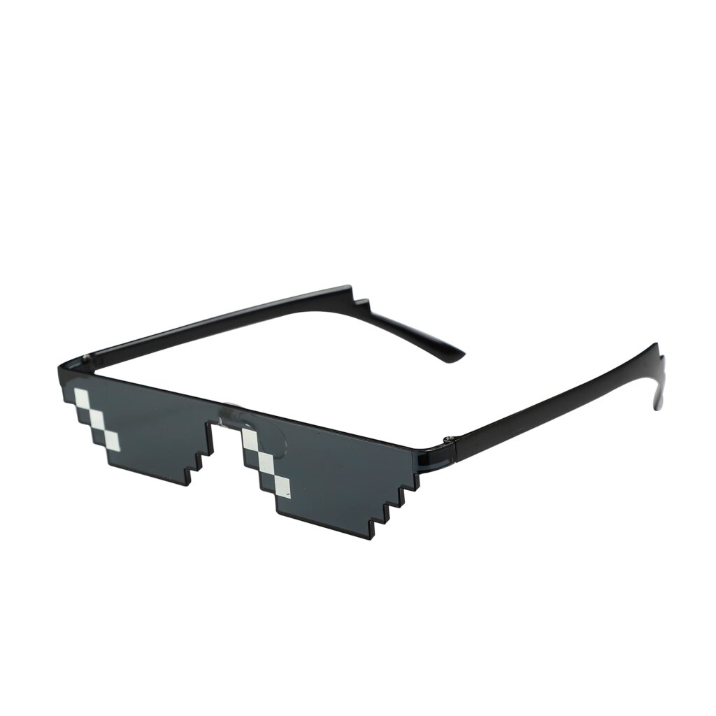 Thug Sunglasses Classic Black 8 Bit Pixel Sunglasses Pixelated Meme Glasses Boys Girls Parties Life