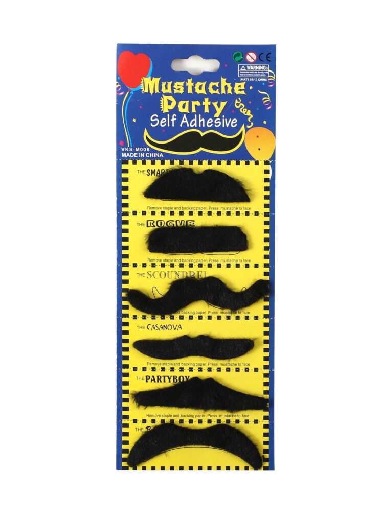 Fake Moustache Black Mustache For Costume Hair Accessory Outfit Novelty Joke (Pack Of 6)