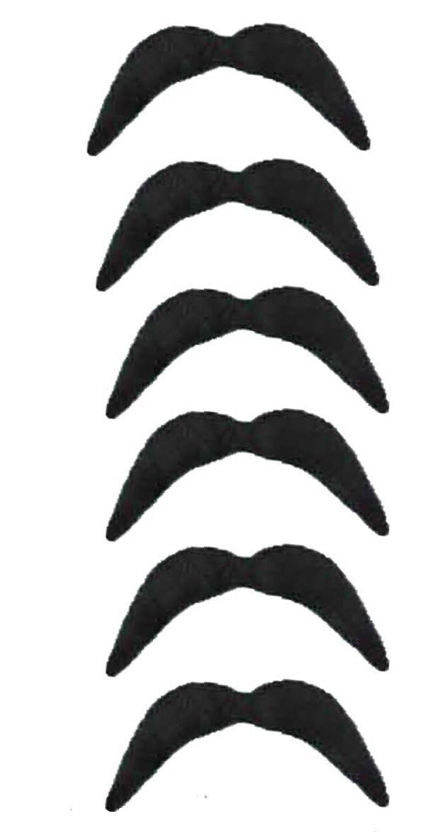 Mexican Moustache Black Bandit Mustache For Costume Fake Hair Accessory Outfit (Pack Of 6)