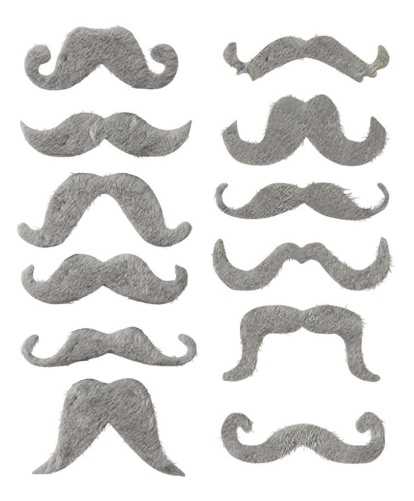 Fake Moustache Grey Mustache For Costume Hair Accessory Outfit Novelty Joke (Pack Of 12)