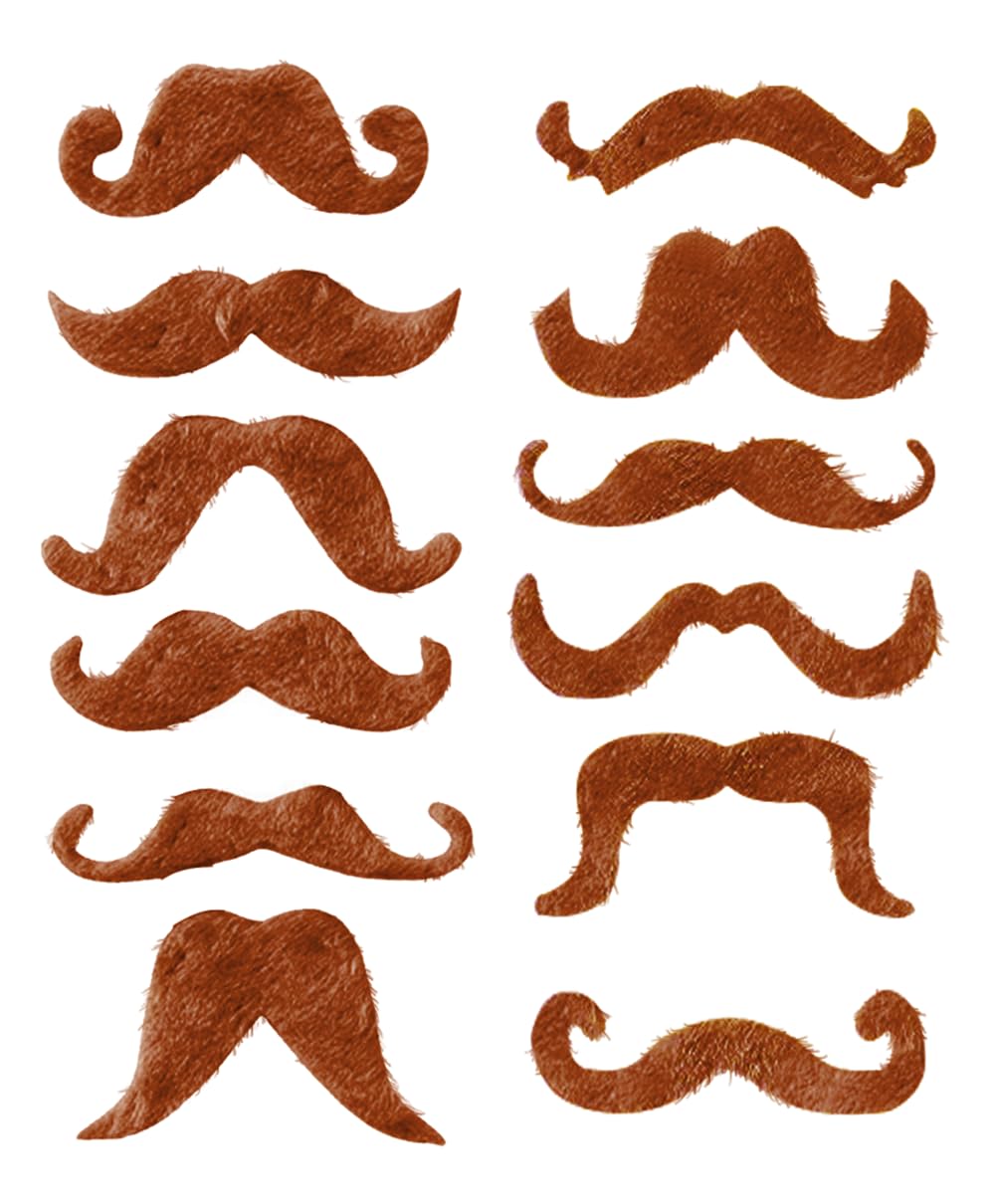Fake Moustache Brown Mustache For Costume Hair Accessory Outfit Novelty Joke (Pack Of 12)