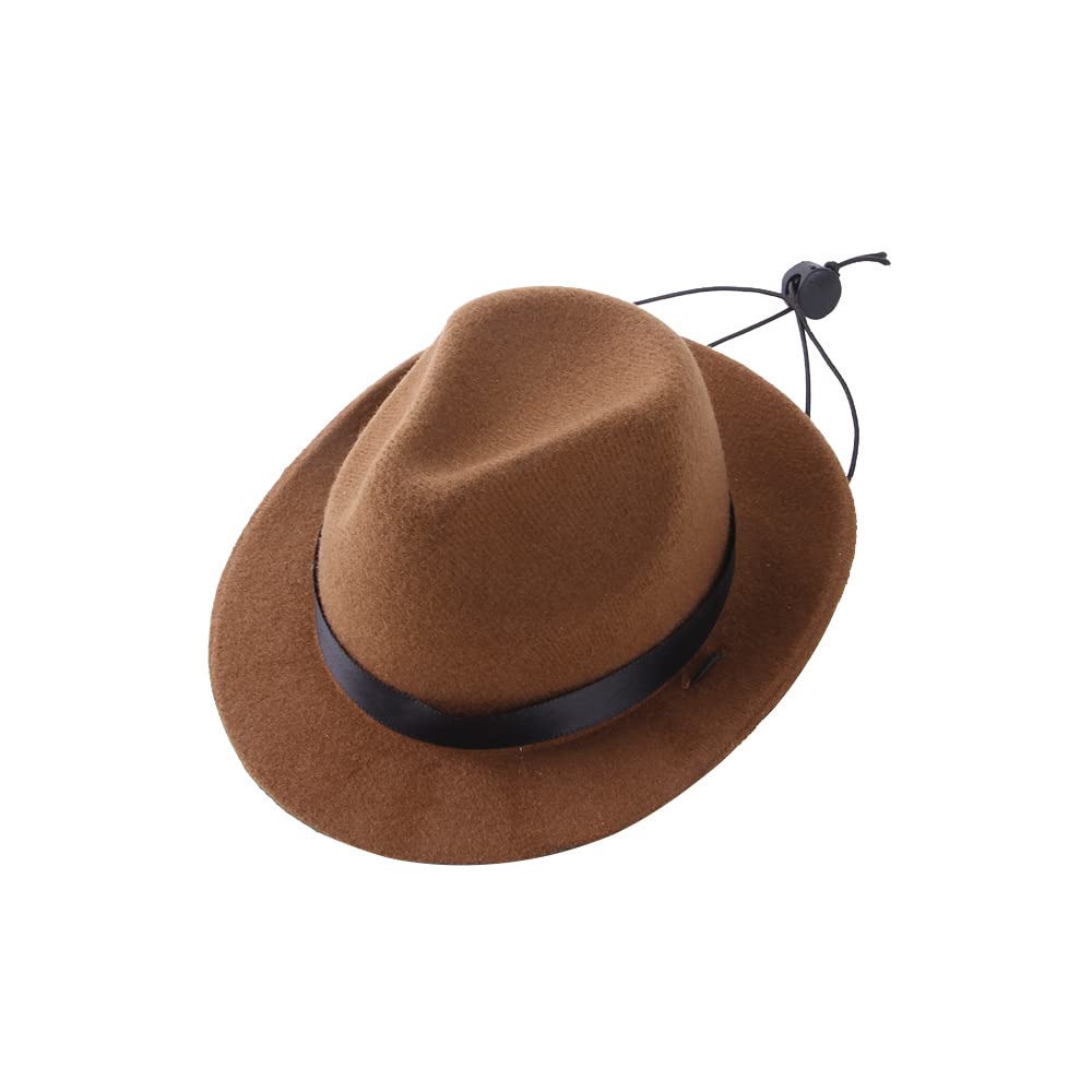Brown Fedora Hat for Dogs Cats Pets Adjustable Smart Prop Cosplay Fun Costumes Shoots Parties