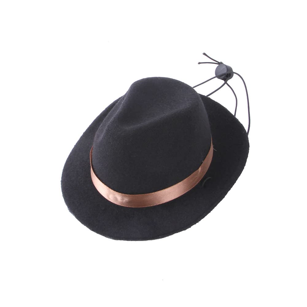 Black Fedora Hat for Dogs Cats Pets Adjustable Smart Prop Cosplay Fun Costumes Shoots Parties