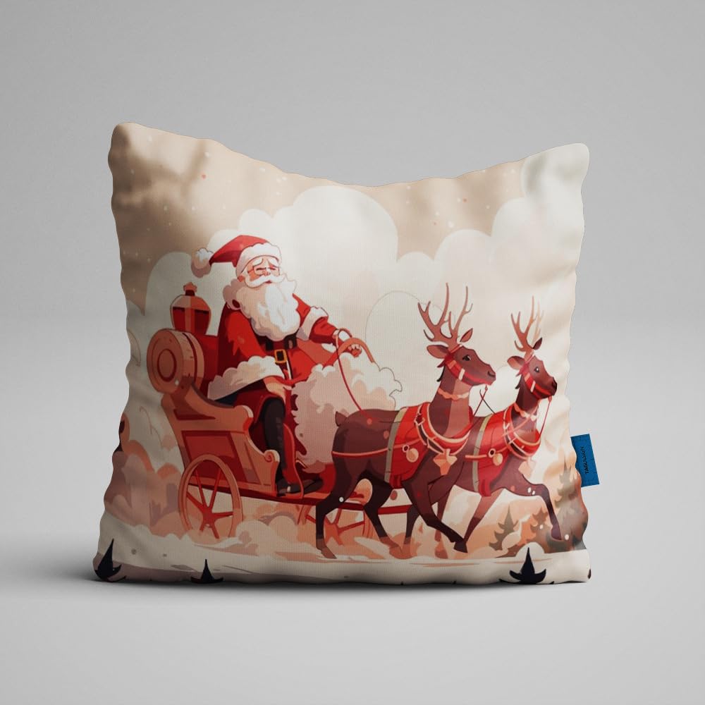 Christmas Cushion Covers Festive Xmas Designs Pillow Case Sofa Bedroom Santa Snowman Reindeer