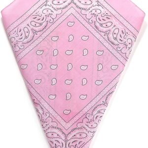 Baby Pink Paisley Bandana Head Scarf Headbands Handkerchief Cowboy Cotton Bib Party Face Covering Headwear For Motorcycling Mens Womens Unisex