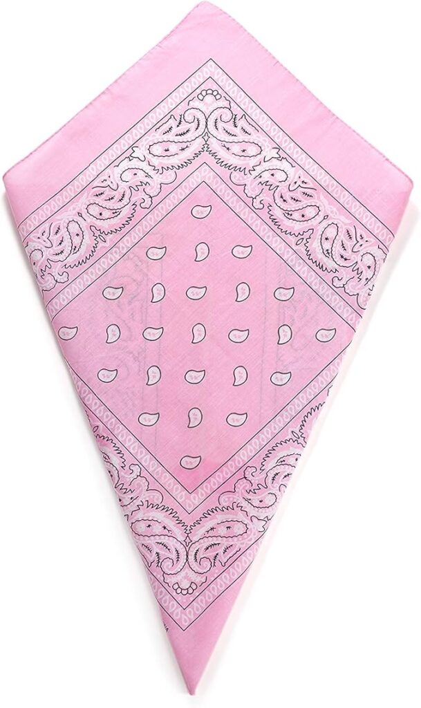 Baby Pink Paisley Bandana Head Scarf Headbands Handkerchief Cowboy Cotton Bib Face Covering