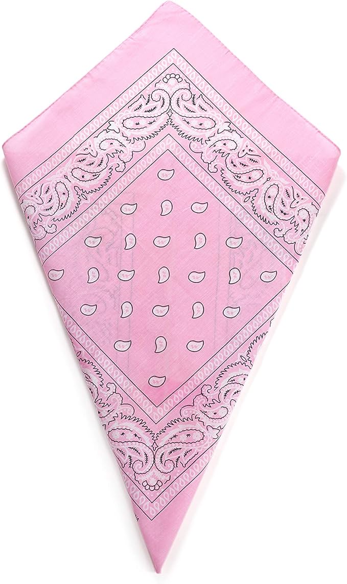 Baby Pink Paisley Bandana Head Scarf Headbands Handkerchief Cowboy Cotton Bib Face Covering