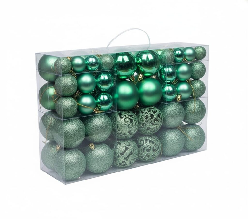 100 x Green Baubles Christmas - Shatterproof Xmas Tree Ball Decoration Hanging D?or Ornaments