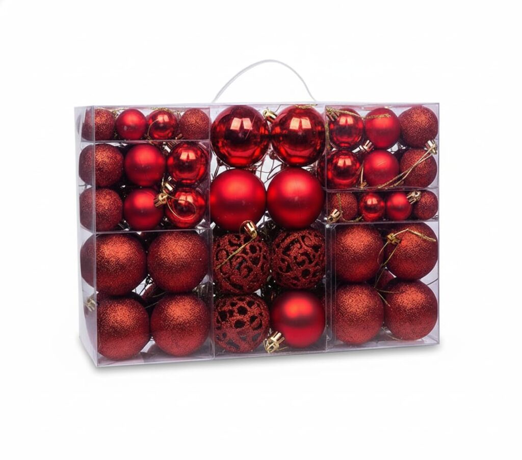 100 x Red Baubles Christmas - Shatterproof Xmas Tree Ball Decoration Hanging D?or Ornaments Indoor