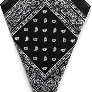 Black Paisley Bandana Head Scarf Headbands Handkerchief Cowboy Cotton Bib Party Face Covering Headwear For Motorcycling Mens Womens Unisex