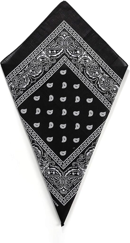 Black Paisley Bandana Head Scarf Headbands Handkerchief Cowboy Cotton Bib Face Covering Headwear