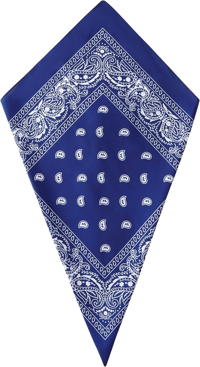 Blue Paisley Bandana Head Scarf Headbands Handkerchief Cowboy Cotton Bib Face Covering Headwear