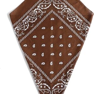 Brown Paisley Bandana Head Scarf Headbands Handkerchief Cowboy Cotton Bib Party Face Covering Headwear For Motorcycling Mens Womens Unisex