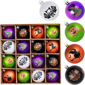16 x Halloween Baubles Hanging Ball Tree Ornaments for Spooky Haunted House Party Decoration