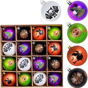 16 x Halloween Baubles Hanging Ball Tree Ornaments for Spooky Haunted House Party Decoration