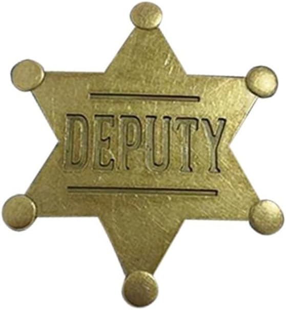 Deputy Badge Gold Star Pin Cowboy Western Police America USA Deputy Metal Shiny Costume Halloween