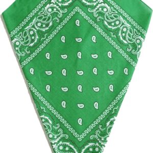 Green Paisley Bandana Head Scarf Headbands Handkerchief Cowboy Cotton Bib Party Face Covering Headwear For Motorcycling Mens Womens Unisex