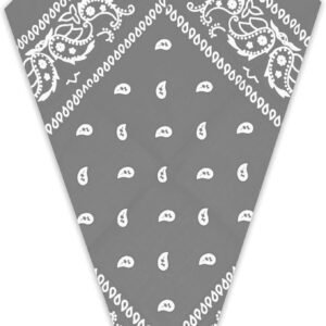 Grey Paisley Bandana Head Scarf Headbands Handkerchief Cowboy Cotton Bib Party Face Covering Headwear For Motorcycling Mens Womens Unisex