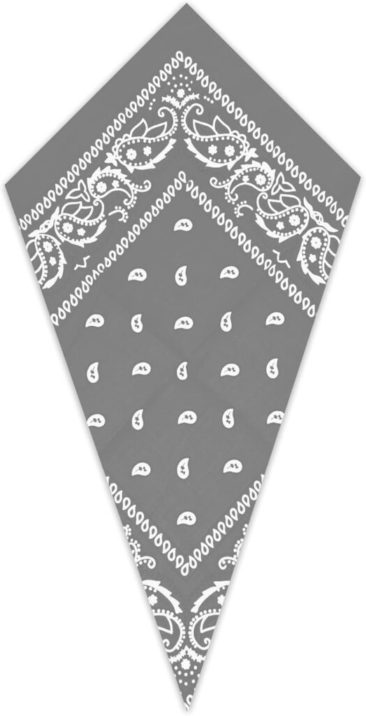 Grey Paisley Bandana Head Scarf Headbands Handkerchief Cowboy Cotton Bib Face Covering Headwear