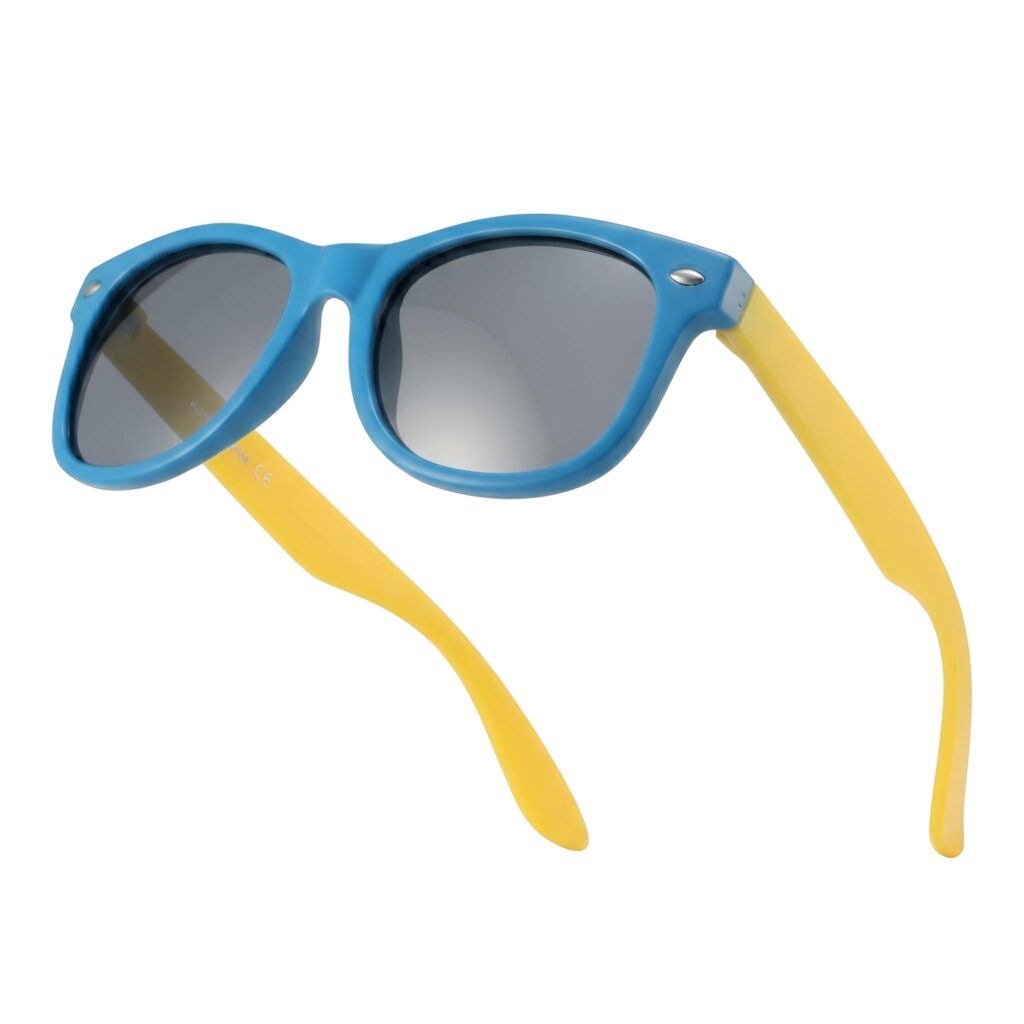 Kids Flexible Sunglasses Polarized Royal Blue Yellow Silicone Drifter Sunglasses UV400 Boys