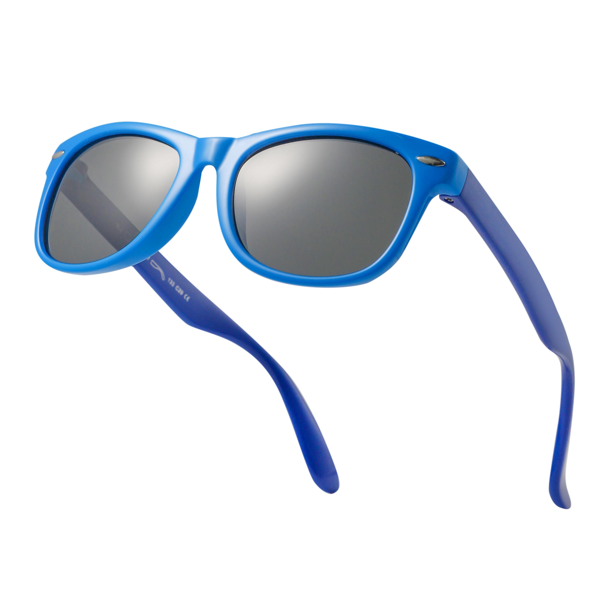 Kids Flexible Sunglasses Polarized Blue Frames Dark Blue Arms Silicone Drifter Sunglasses