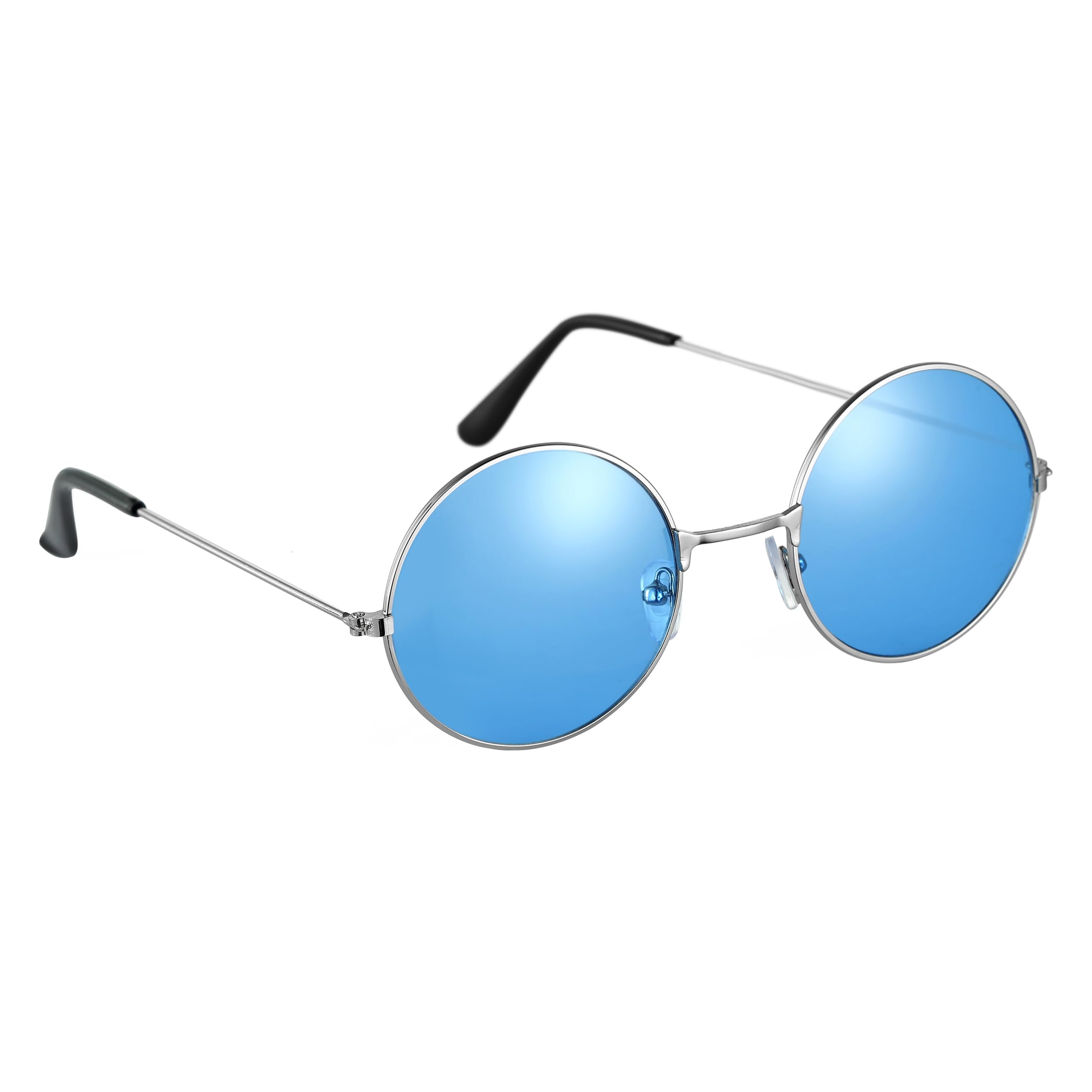 Lennon Round Sunglasses ? Aqua Blue Flat Lens Glasses Vintage Hippy Tea Shades Steampunk