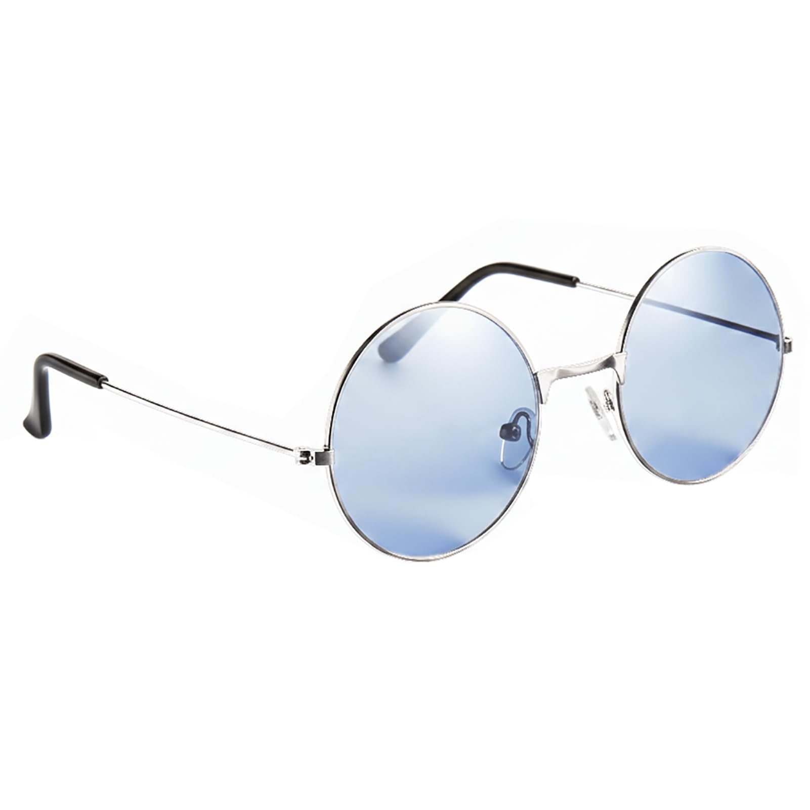 Lennon Round Sunglasses ? Clear Blue Flat Lens Glasses Vintage Hippy Tea Shades Steampunk