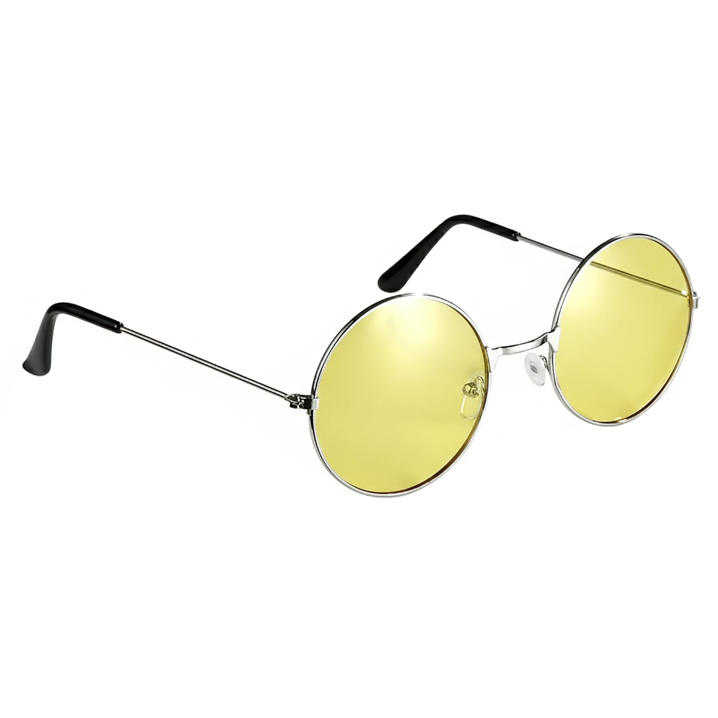Lennon Round Sunglasses ? Yellow Flat Lens Glasses Vintage Hippy Tea Shades Steampunk Eyeglasses