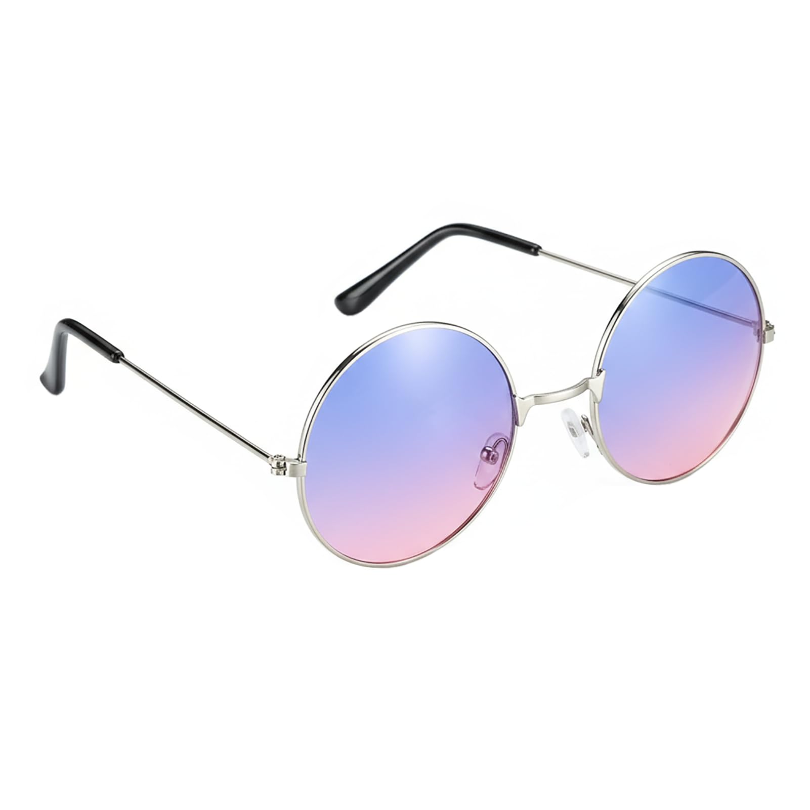 Lennon Round Sunglasses ? Blue & Pink Blend Flat Lens Glasses Vintage Hippy Tea Shades Steampunk