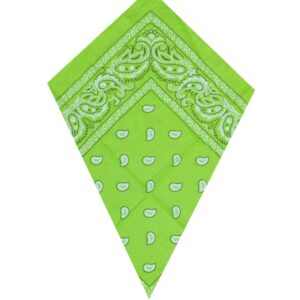 Light Green Paisley Bandana Head Scarf Headbands Handkerchief Cowboy Cotton Bib Party Face Covering Headwear For Motorcycling Mens Womens Unisex