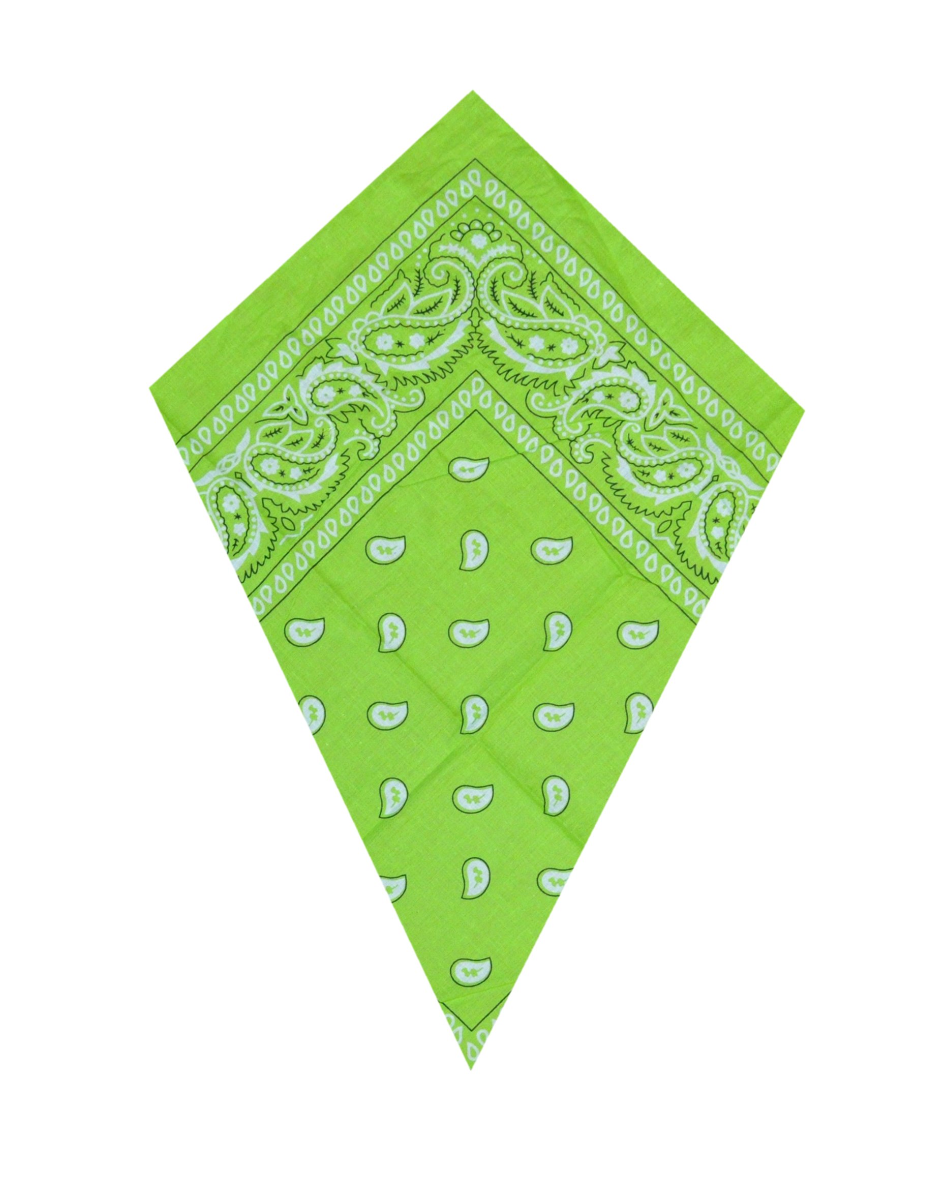 Light Green Paisley Bandana Head Scarf Headbands Handkerchief Cowboy Cotton Bib Face Covering