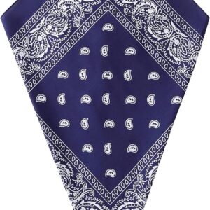 Navy Blue Paisley Bandana Head Scarf Headbands Handkerchief Cowboy Cotton Bib Party Face Covering Headwear For Motorcycling Mens Womens Unisex