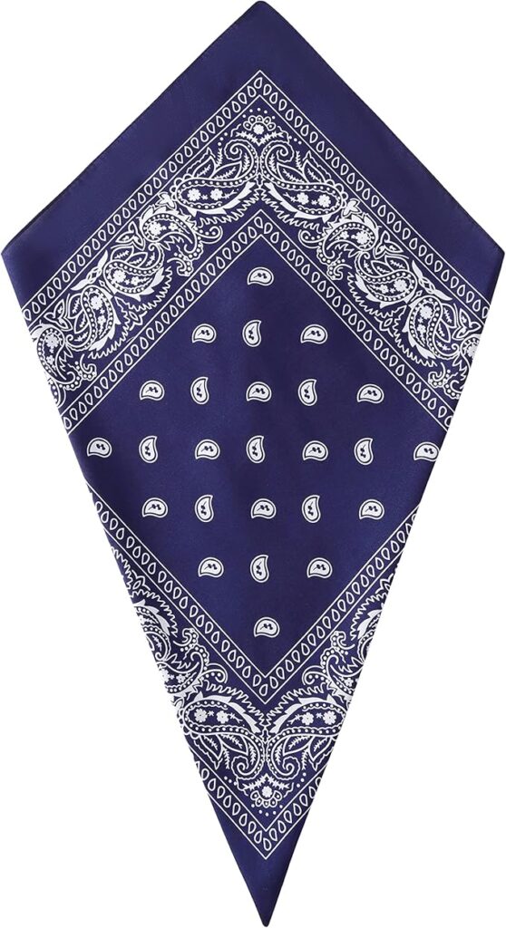 Navy Blue Paisley Bandana Head Scarf Headbands Handkerchief Cowboy Cotton Bib Face Covering