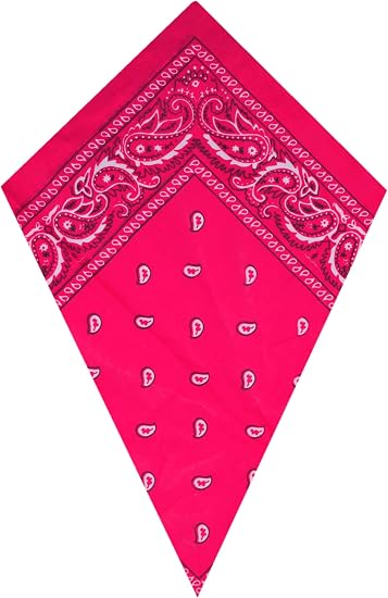 Neon Pink Paisley Bandana Head Scarf Headbands Handkerchief Cowboy Cotton Bib Face Covering