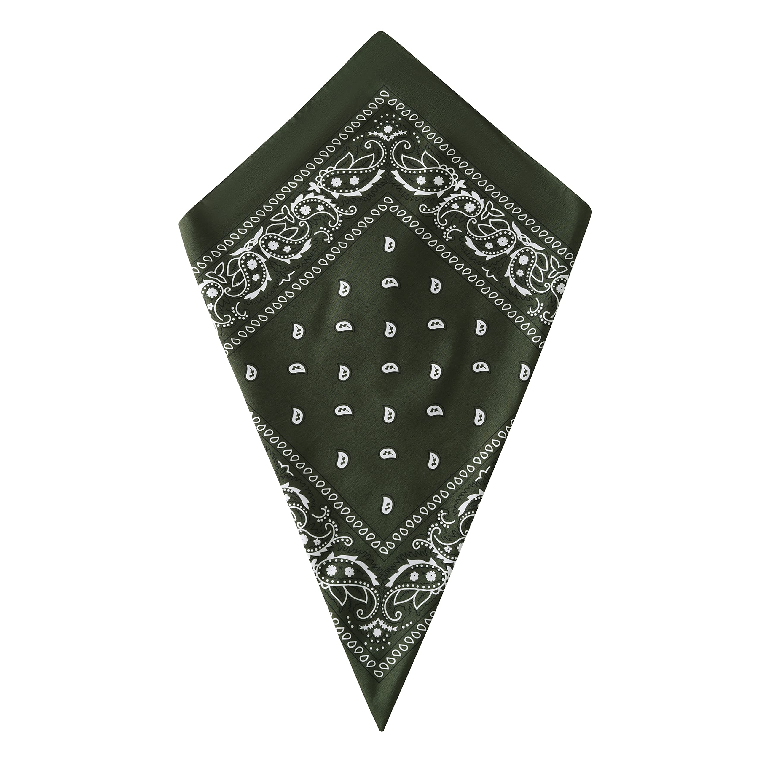 Olive Paisley Bandana Green Head Scarf Headbands Handkerchief Cowboy Cotton Bib Face Covering